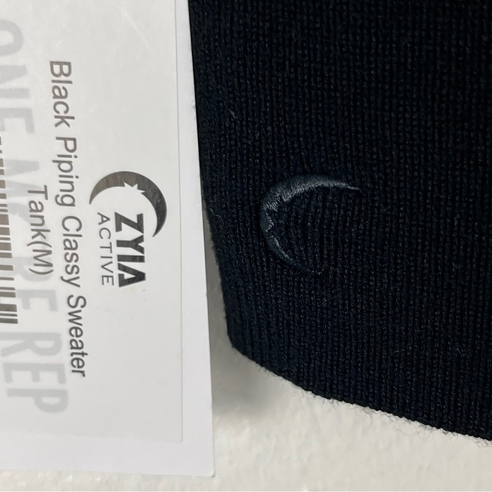 ZYIA Active Black Piping Classy Rank Sweater, Size Medium - Picture 5 of 10